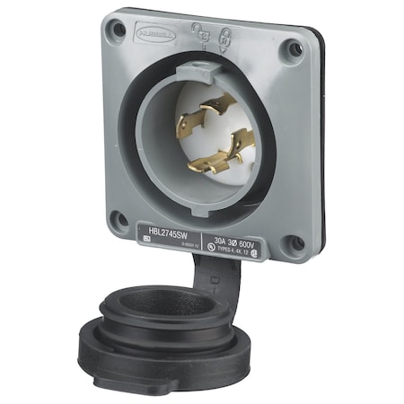 Hubbell Wiring Device-Kellems LKG WT S/SHRD FL-INLT, 30A3P 600V, L5-30P HBL2745SW
